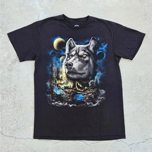Big wolf Moon Mens Size Black Graphic Print t-shirt  - Picture 1 of 3