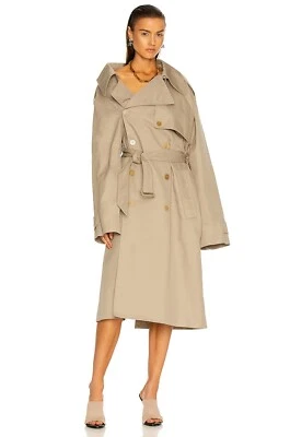Gabardina Chaqueta BALENCIAGA Asimétrica Caqui Tostado Beige Doble Pecho XXS Foto 1 de 4