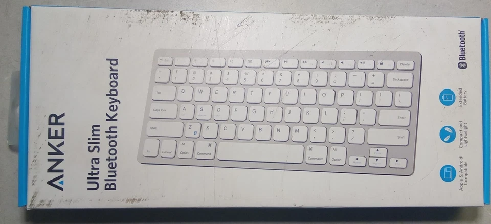 Anker Ultra Slim Bluetooth White Keyboard Lightweight Apple & Android Compatible - Image 1 of 3