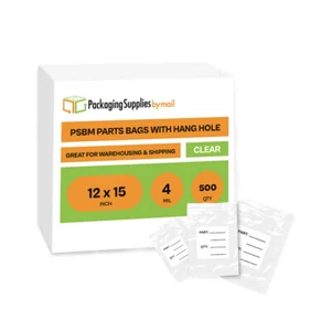 500 Pcs 12" x 15" Parts Bag With Hang Hole 4 Mil White Block 6" x 6" - Picture 1 of 5