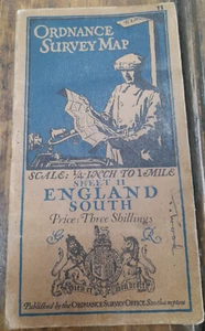 Vintage Ordnance Survey Map Of England South Sheet 11, 1919 - Picture 1 of 3
