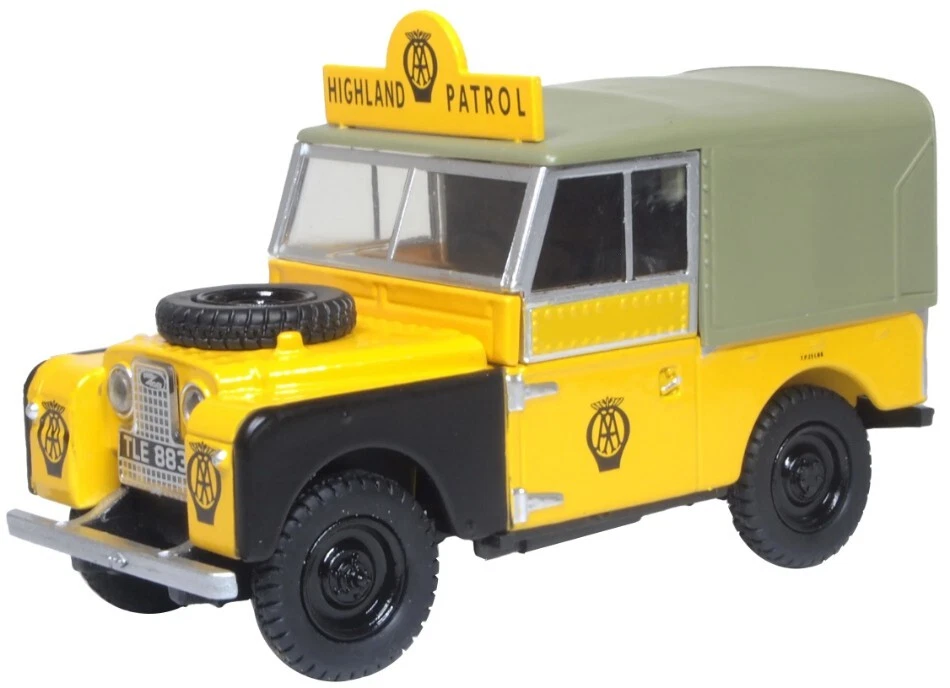 Oxford LAND ROVER SERIES 1 88" CANVAS AA HIGHLAND PATROL YELLOW 1:43 - Immagine 1 di 1