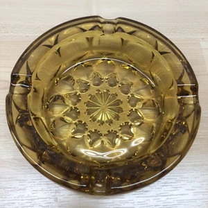 Posacenere tondo vetro pesante per sigari vassoio cenere marrone ambrato 6 1/4" - vintage molto pulito - Foto 1 di 5