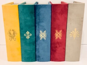 Set Of 5 New Faux Book Boxes Fabric Lined Velvety Soft Multi Colored Covers - Picture 1 of 15