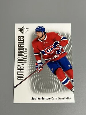 Josh Anderson 2021-22 UD SP /1199 Authentic Profiles AP-6 Montreal Canadiens - Image 1 of 2