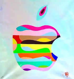 Apple Computer Painting "Apple 3000 0I48 03" Large Canvas Original . COA 2019 - Picture 1 of 9