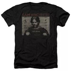 Supernatural Heather T-Shirt Sam Winchester Mug Shot Black Tee - Picture 1 of 1