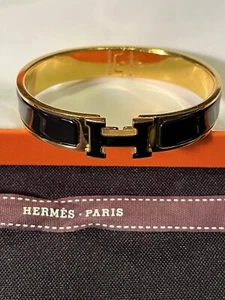 PULSERA HERMES CLIC H CHAPADA EN ORO HECHA EN FRANCIA 19cm GM MEDIANA TODA AUTÉNTICA - Imagen 1 de 24
