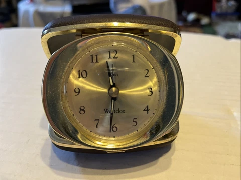Vintage Westclox Travel Ben Alarm Clock Square Leather Case For Parts/repqir Cover