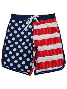 Herren rot weiß & blau amerikanische Flagge rot Solo Cup Boardshorts Badehose - Bild 1 von 2