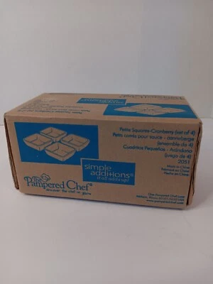 Pampered Chef- Simple Additions- Petite Square Cranberry Set Of 4 New In Box - Image 1 of 4