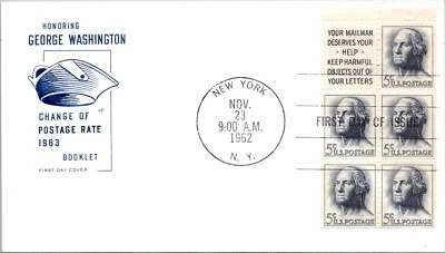 FDC 1962 SC #1213a Farnam Cachet - New York, NY - Booklet Of 5 + Label - F75818 - Image 1 of 2