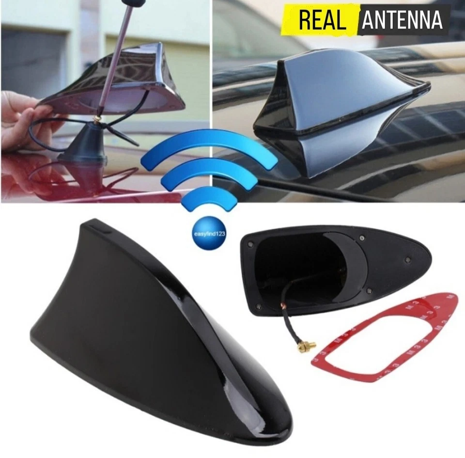 Antenna SHARK universale PINNA SQUALO tetto auto segnale radio tuning NERO AM/FM - Immagine 1 di 4