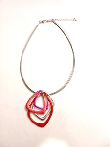 IKITA COLLIER EN METAL ARGENTÉ ET ÉMAIL NACRÉ COLORIS MULTICOLORE - Picture 1 of 9
