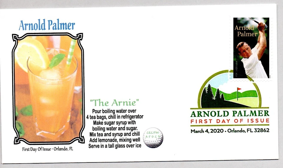 #5455 GOLF LEGEND ARNOLD PALMER FIRST DAY OF ISSUE, "THE ARNIE" COCKTAIL FDC - Image 1 of 1