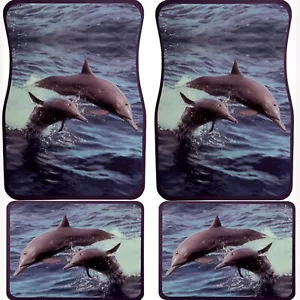 4 piece set universal rubber Floor Mats with Dolphins design fits almost any car - Foto 1 di 2