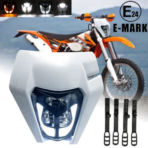 For KTM 250 300 350 450 500 690 LED Headlight +White Mask w/Turn Signal Lamp DRL - Picture 1 of 12