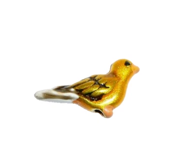Small Yellow Finch Sew Down Bird Metal Button 1/2"x 1/4" Also Can Be A Bead - Image 1 of 4
