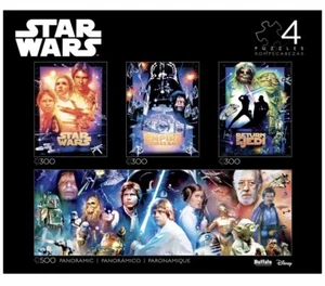 Star Wars (4in1) Puzzles 300 Pc. Movie Posters & 500 Pc. Panoramic FAST SHIP! - Picture 1 of 5