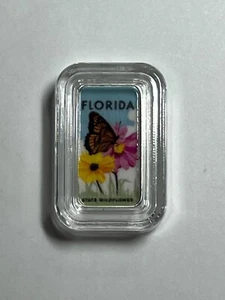 1 g Silver Colorized Florida Butterfly Bar in Capsule (Gold Silver Naples) - Picture 1 of 2
