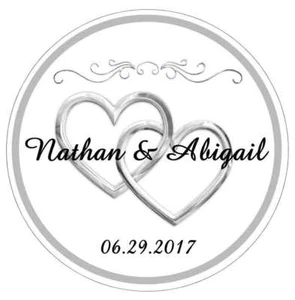 SILVER HEARTS WEDDING FAVORS BRIDAL SHOWER TAGS STICKERS LABELS FOR YOUR FAVORS - Picture 1 of 1