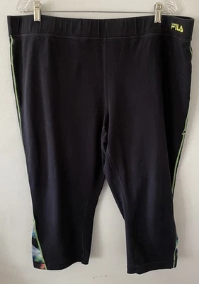Fila Sport Negro Capri Leggings Ropa Activa Atlético Gimnasio Mujer’s Talla 2X Foto 1 de 4