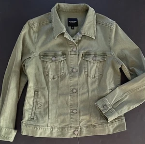 Liverpool Los Angeles Temma Denim Jean Jacket Pockets Olive Green Women’s Size M - Picture 1 of 7
