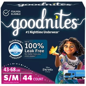 Goodnites Girls' Nighttime Underwear - S/M - Count 44 - Picture 1 of 4