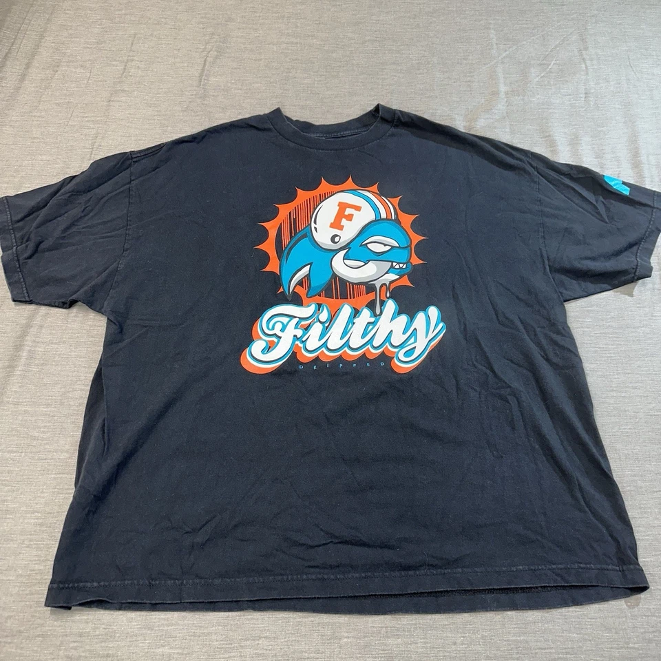 Filthy Dripped NFL Miami Dolphins Cotton Parody Tshirt Size 3XL Streetwear - Image 1 of 4