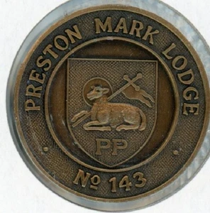 PRESTON MARK LODGE NUMMER 143 FREIMAURER PENNY TOKEN - Bild 1 von 2
