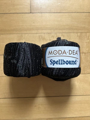 Lot Of 2 Moda-Dea Spellbound Ribbon Yarn 2712 Black Discontinued 93 Yds Each - Image 1 of 3