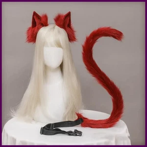 Conjunto de diadema y cola de piel sintética gatos naranja Lolita niña felpa cosplay utilería - Imagen 1 de 46