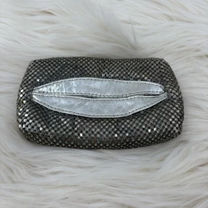 Vintage Whiting & Davis Silber Kettenhemd Netz Taschentuch Halter Clutch - Bild 1 von 8