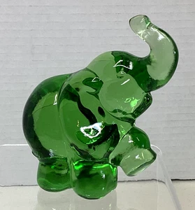 Statuina elefante vintage Fenton verde smeraldo vetro artistico camion buona fortuna 3,5" - Foto 1 di 8