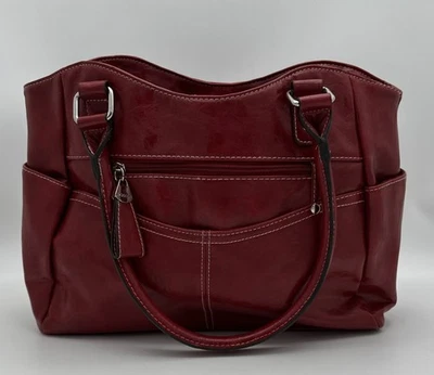 Bolso de hombro hobo de bolsillo exterior e interior de cuero rojo Rosetti para mujer Foto 1 de 4