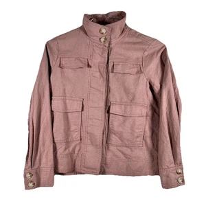 Loft Blush Pink Linen Blend Utility Jacket Women's Petite XXS - Picture 1 of 4