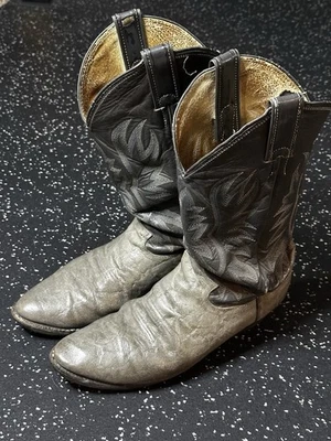 Botas de Vaquero Justin Vintage Estampado Elefante Gris Hechas en EE. UU. Para Hombre Talla 9 Foto 1 de 4