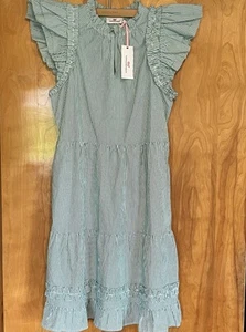 Vineyard Vines Striped Ruffle Neck Dress Sea Swell Summer/Cottage Core/Prairie - Picture 1 of 15