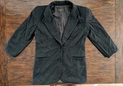 Abrigo Blazer Charter Club 100% Cachemira Para Mujer Talla 4 Negro Carbón Almohadillas Foto 1 de 4