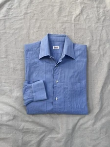 Camicia abbottonata ISAIA Napoli Neiman Marcus tutto cotone 16,5 blu Italy made - Foto 1 di 8
