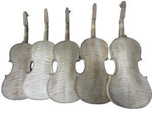 Unfinished New Violin 4/4 Full Size Handmade Spruce Flame Maple white - Picture 1 of 8