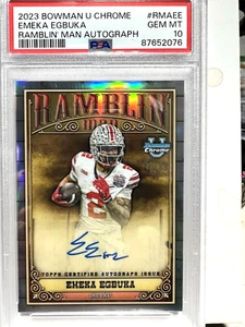 Emeka Egbuka TAMPA BAY 2023 Bowman Ramblin Man RC ON CARD Auto /99 PSA 10 - Picture 1 of 6