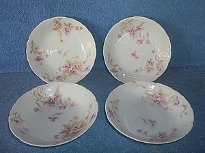 Theodore Haviland Limoges Schleiger Set of 4  5" BERRY BOWLS   Pink Flowers  - Picture 1 of 5