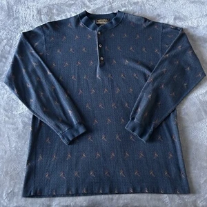 Vintage Eddie Bauer Mens Medium Button Up Long Sleeve Shirt Duck AOP Made In USA - Picture 1 of 6