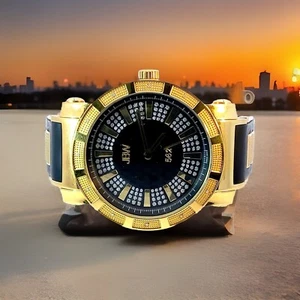 JBW 562 Mens 18k Gold Plated Stainless Steel Diamond Accent Wrist Watch in Box - Picture 1 of 8