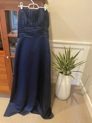 Vestido maxi feminino Da Vinci tamanho 14 azul marinho sem alças novo com etiquetas evento de casamento fada - Imagem 1 de 4