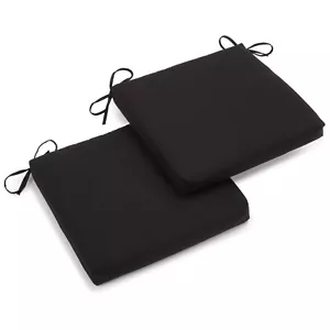 Blazing Needles 20 x 19 in. Solid Twill Chair Cushions Black - Set of 2 - Picture 1 of 1