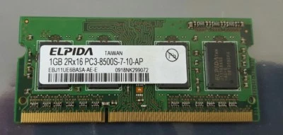 ELPIDA 1GB 2RX16 PC3-8500S-7-10-AP Laptop Memory Ram EBJ11UE6BASA-AE-E Foto 1 de 4