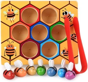 Wooden Bee Toddler Fine Motor Skill Toy - (Montessori Wooden Puzzle Early Learni - Picture 1 of 6