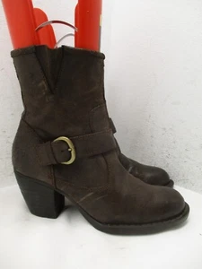 Born Womens Brown Oiled Leather Full Zip Ankle Booties Size 8.5 M Style D77423 - Picture 1 of 16